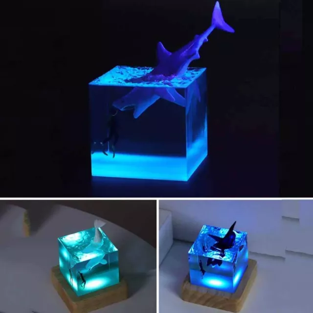 Epoxy Resin Shark Diver Decoration Ocean Desktop Lamp New LED Night Light  Home