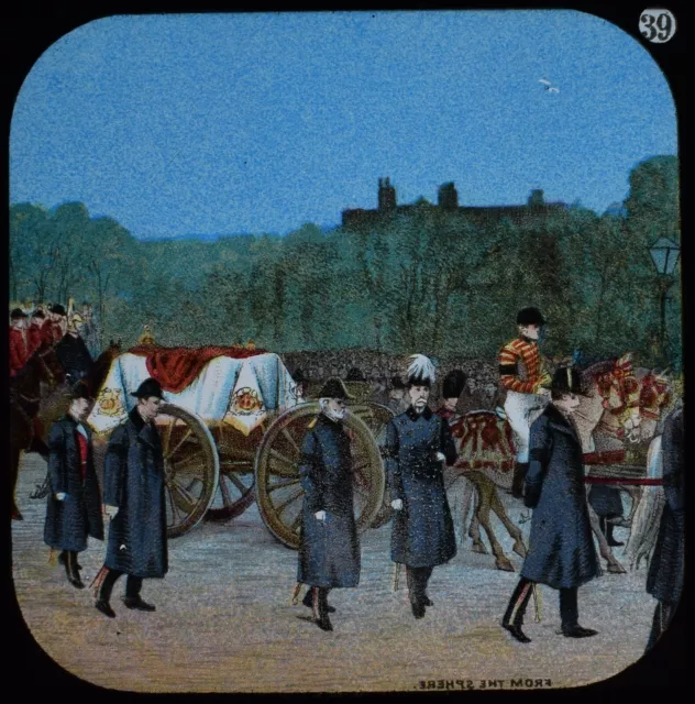 ANTIQUE Magic Lantern Slide THE LIFE OF QUEEN VICTORIA NO39 C1901 DRAWING