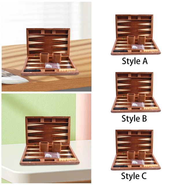 Set Backgammon In Pelle Da Viaggio 38 Cm - Gioco Da Tavolo Classico, Include Dadi, Pedine E Cubo Di Raddoppio, Per 2 Giocatori