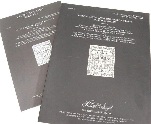 Siegel Stamp Auction Catalog 1999 w Prices Realized US & Confederate States