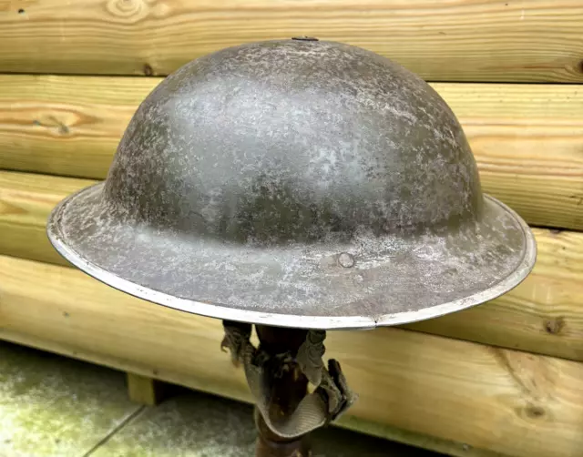 WW2 BRITISH ARMY STEEL HELMET 1st PATTERN LINER & STRAP UNTOUCHED ORIGINAL