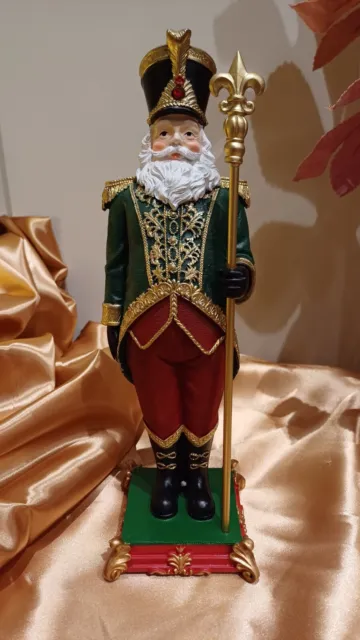 TIMSTOR Soldatino Schiaccianoci di Natale Nutcracker 35cm Poliresina Bianco  e Oro