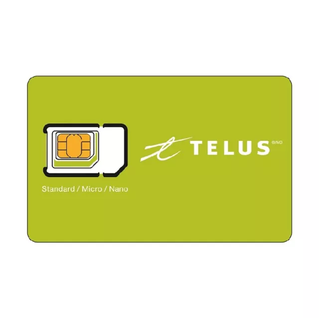 Prepaid Telus Mobile CANADA 4G LTE Multi Sim Card - Nano Micro Standard 3 in 1