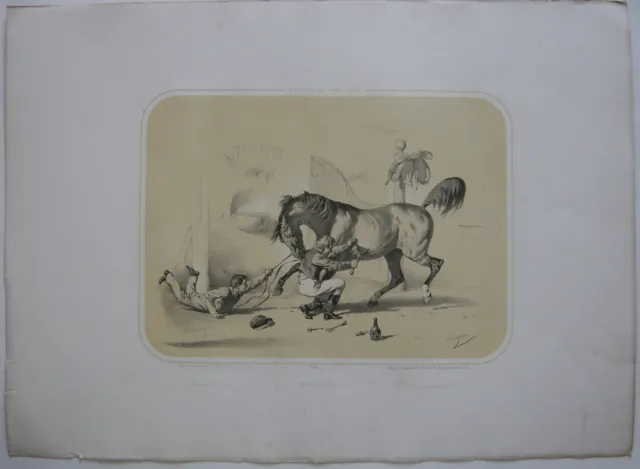 Pferde-Launen kolor Orig Lithografie Tony Strassgschwandtner 1860