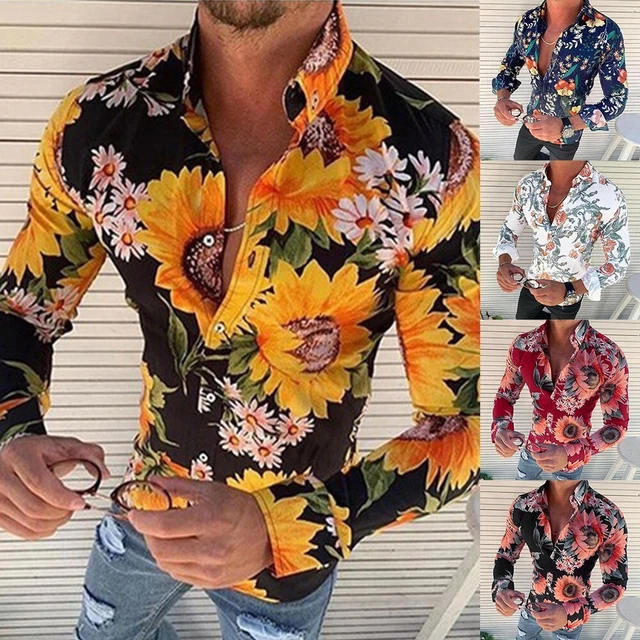 Camicie Uomo Traspirante Camicia Abbottonata Comode Camicie Hawaiane M-3XL