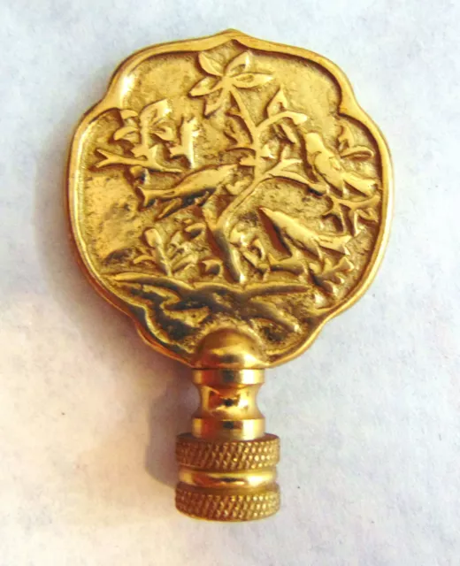 Vintage Brass  Oriental Koi Birds Lamp Finial 2 1/2" Rare