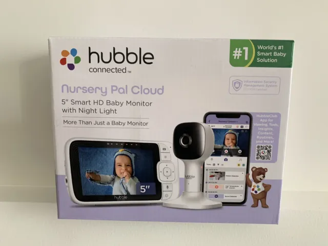 Nuevo monitor inteligente para bebé Hubble Connected Nursery Pal Cloud 5"" HD una cámara
