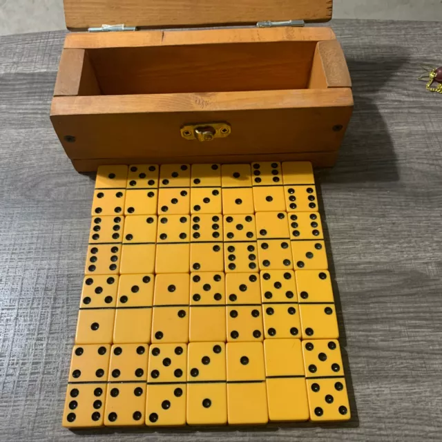 Vintage Butterscotch Catalin Bakelite Domino set 28 pieces 2" x 1" x 3/8" Vintage Butterscotch Catalin Bakelite Domino set 28 pieces 2" x 1" x 3/8"