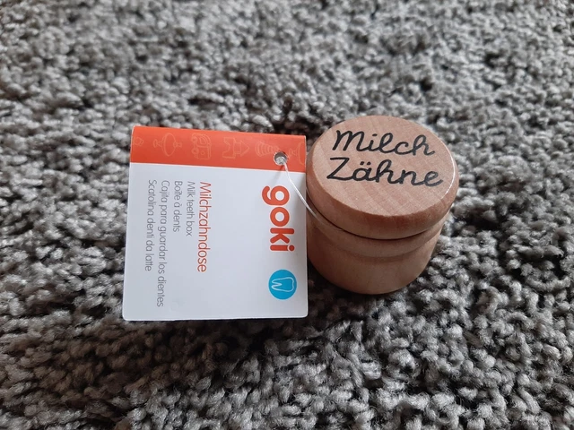 NEU Milchzahndose Goki, Holz. Schraubverschluss, unbenutzt