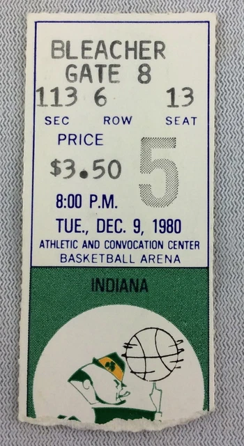 1981 02/08 UCLA at Notre Dame Basketball Ticket Stub