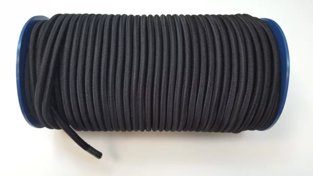 10mm x 10 Meters Black Elastic Bungee Rope Shock Cord Tie Down Boats Trailers