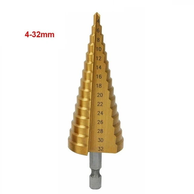 1pc HSS Steel Step Cone Drill Titanium Bit Metal Wood Hole Cutter 4-32/20/12mm 2