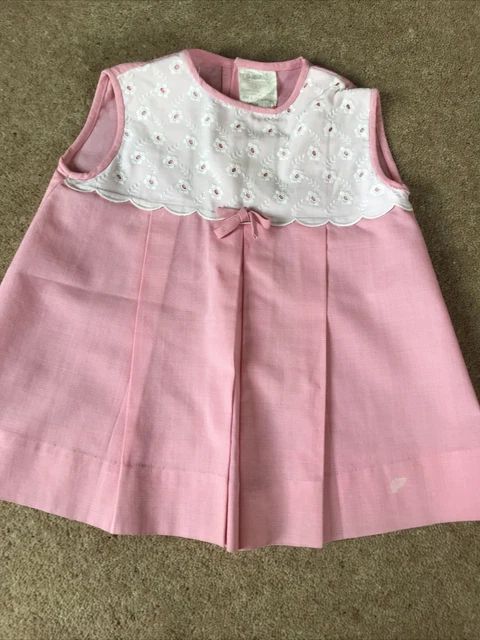 Vintage 1960s St Micheal Baby Girl's Cotton Dress Age 6 - 12 Months Pink