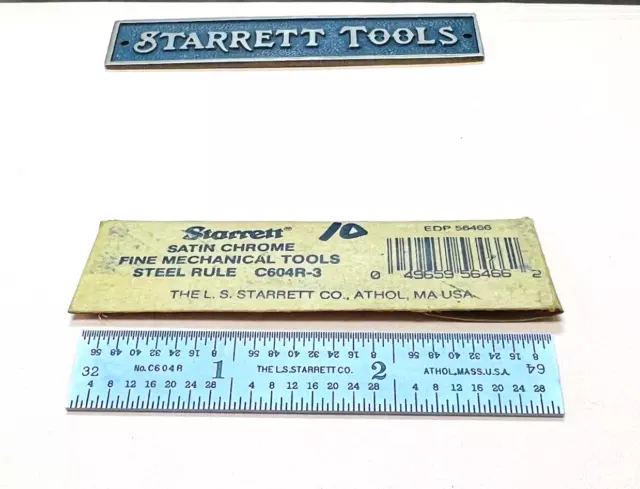 STARRETT No. C604R-3  3 Inch Long Tempered Steel Rule with Inch Graduation. USA