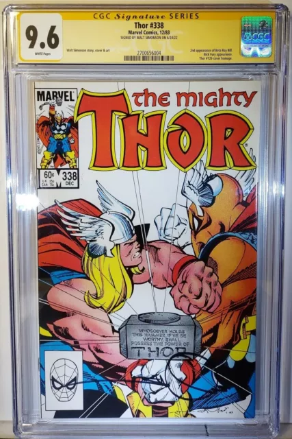Walt Simonson Signed Thor 338 (1984)-Cgc Ss 9.6-2Nd App. Beta Ray Bill!