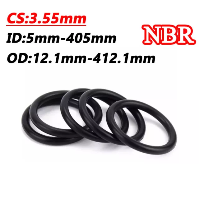 Cross Section 3.55mm NBR O-Ring Oil Sealing Gasket Nitrile Rubber ID 5mm - 405mm