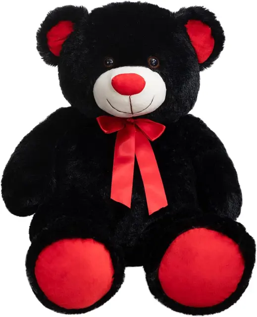 WENMOTDY Huge Teddy Bear Stuffed Animal Giant Teddy Bear Plush with Red Ribbon B