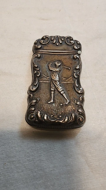 Vintage Golfer Golfing STERLING SILVER Match Stick Safe Holder box 2 Sided Vintage Golfer Golfing STERLING SILVER Match Stick Safe Holder box 2 Sided