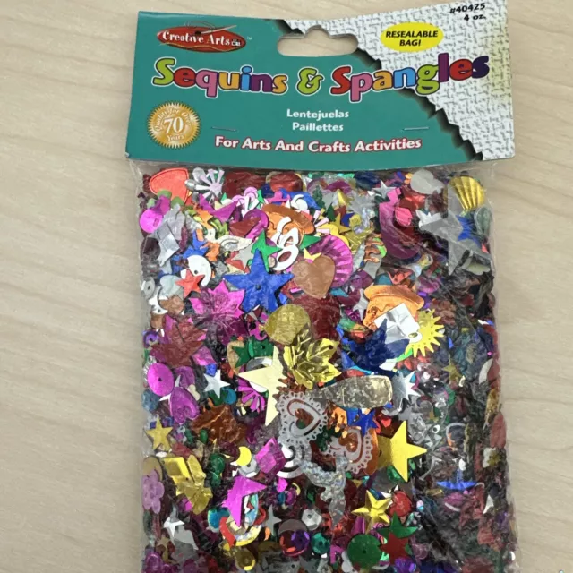 Creative Arts by Charles Leonard Glittering Sequins with Spangles, 4 Ounce Bag