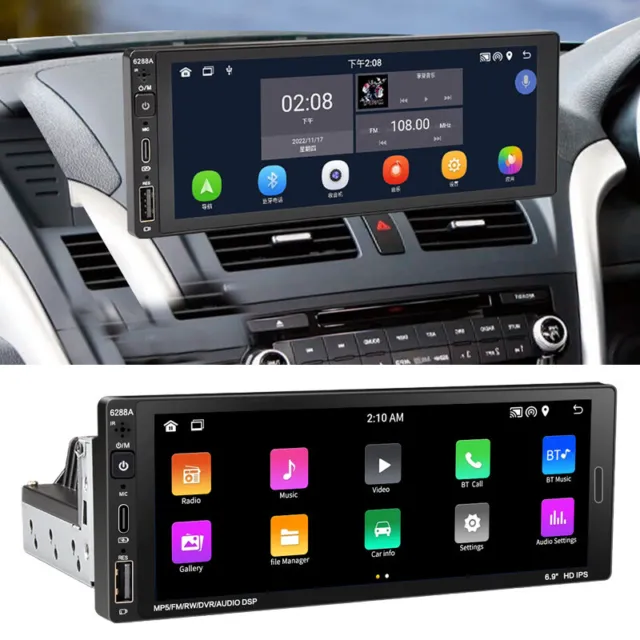 6.9" 1 Din 2+32G Car Radio Stereo Touch Screen FM GPS Navigation WiFi Player