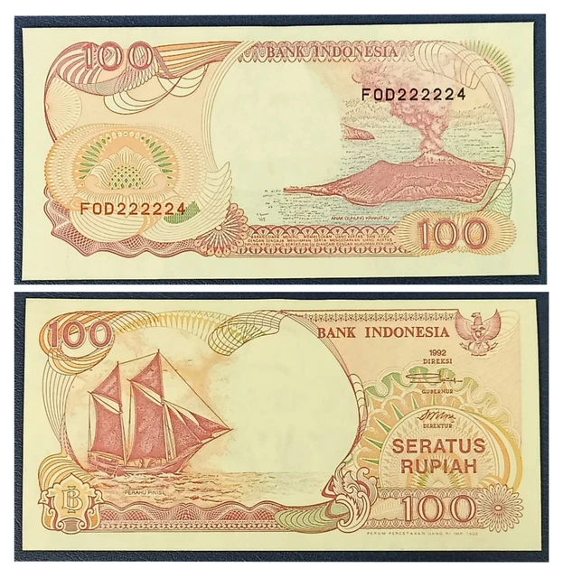 006. Indonesia 100 Rupiah 1992 Almost Solid S/N 222224 aUNC