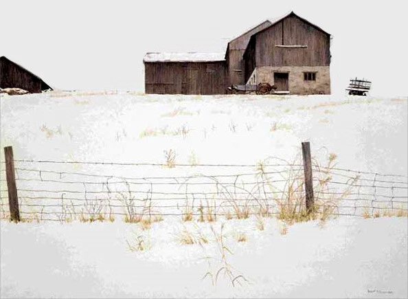 Robert Bateman Centennial Farm - Winter Barn Scene