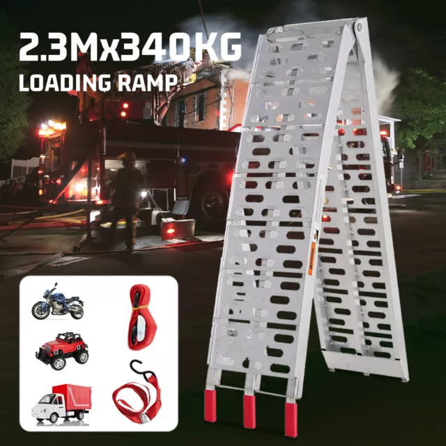 2.3M 340KG Aluminium Loading Ramp Folding ATV Portable Motorcycle Bike Trailer