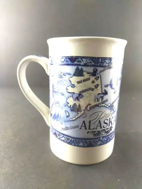 Pure Alaska Coffee Cup Mug Blue White Artic Circle Enterprise Souvenir Map