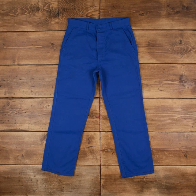 Pantaloni da lavoro vintage francesi 31x29 da uomo misto cotone blu dritto