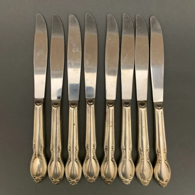 Wm. Rogers International Silver Precious Mirror Silver-plate Knives Lot of 8