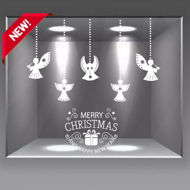 vetrofanie natale wall sticker adesivo vetrine negozio angioletti angel angeli