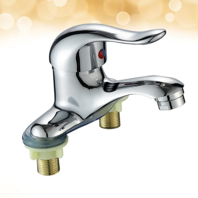 Faucet Double Hole Faucet Hot Cold Water Tap for Bathroom Toilet Kitchen Sink