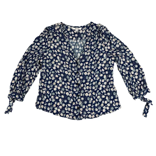 Madewell Tie-Sleeve Button-Down Top in French Floral Large