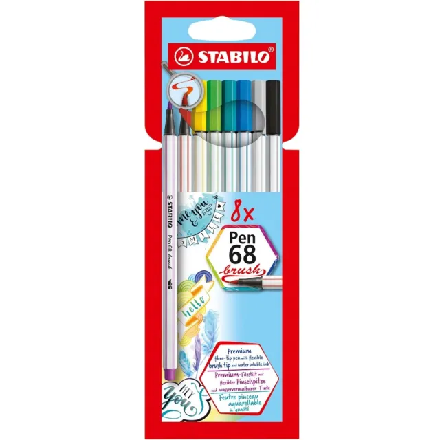 8 STABILO Fasermaler Pen 68 brush farbsortiert Faserschreiber Filzstifte