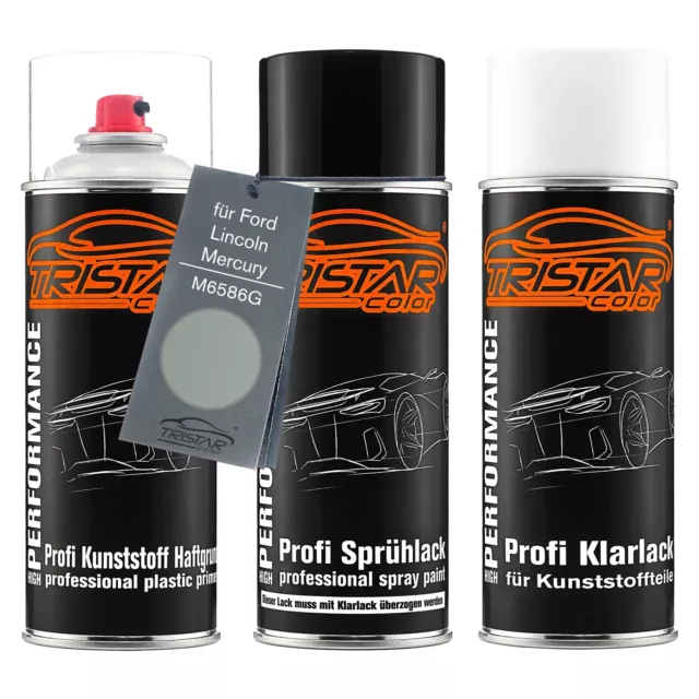 Lack Spraydosen Set Kunststoff für Ford M6586G Light Charcoal Grey Metallic