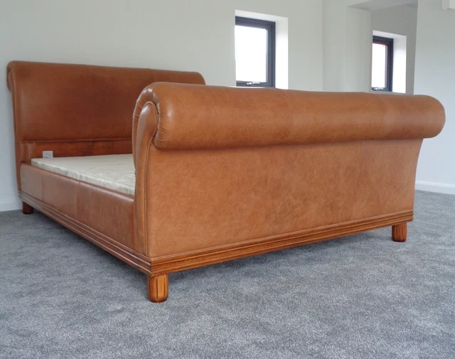 AND SO TO Bed King Size Leather Sleigh Bed £980.00 PicClick UK