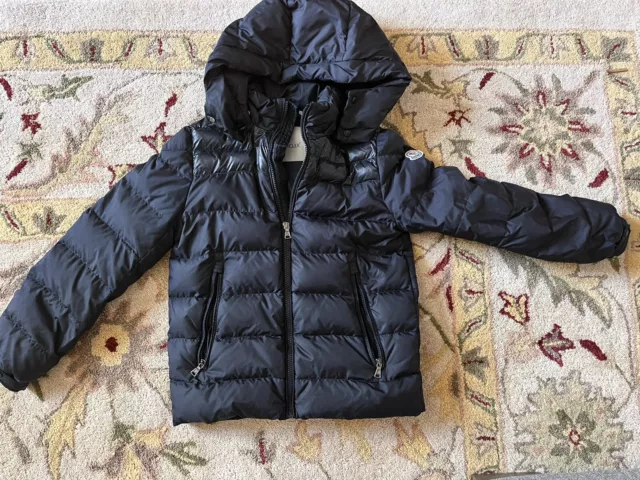Authentic MONCLER Boys Down Puffer Jacket With attached Hood Size 12Y Black
