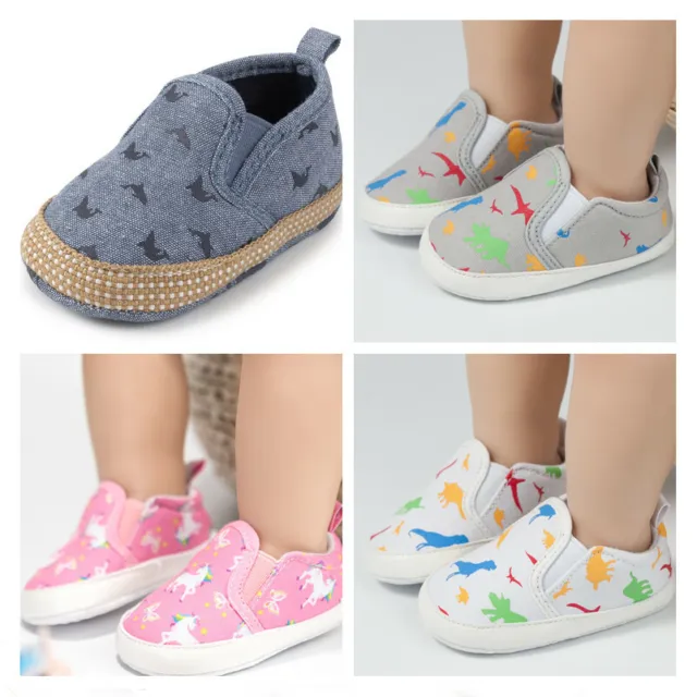 Newborn Baby Boy Girl Soft Sole Pram Shoes Infant Child Slip on Casual Trainers