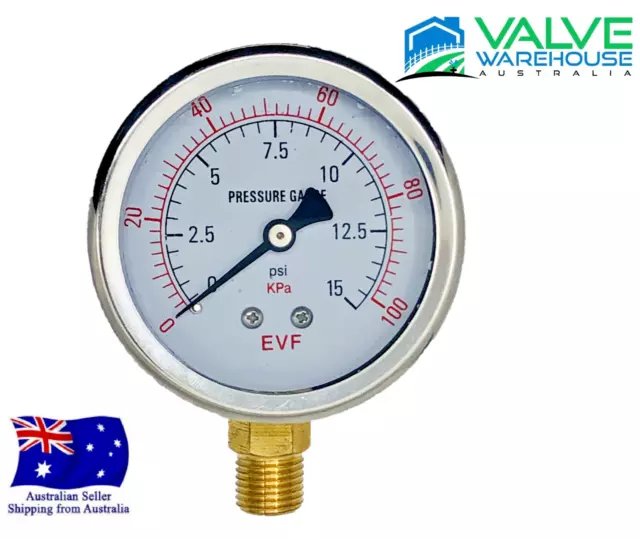 Pressure Gauge - 63mm Liquid Filled SS Dial - Bottom Entry BSP