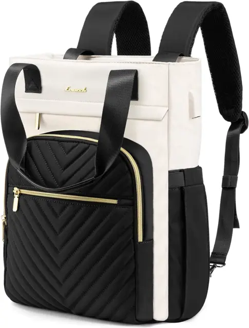 Laptop Backpack Purse for Women, Wide Top Open Teacher Nurse Tote Bag, 15.6 Inch