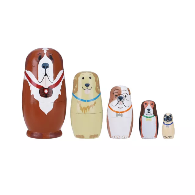 Russian Wooden Dolls Set DIY Handmade Lovely Dog Design Nesting Dolls Cute Doll