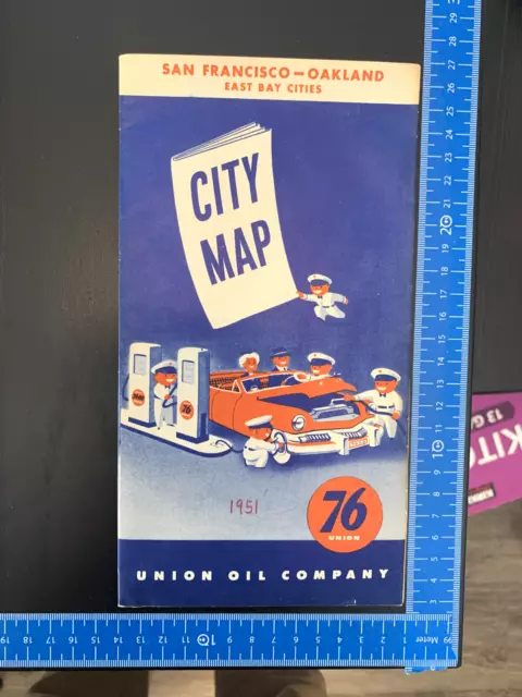 Vintage 1951 San Francisco , Oakland City Map - 76 / Union Oil Company