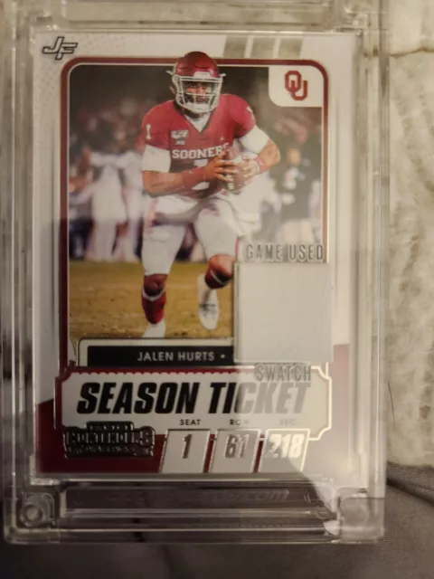 2022 Panini Jersey Fusion 2021 Game Worn Swatch Rookie Jalen Hurts Season Ticket