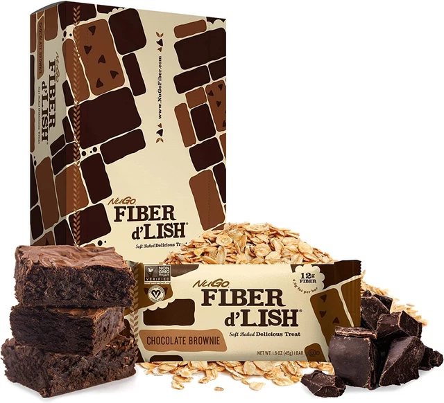 Brownie cioccolato in fibra di lish NuGo - vegano, 150 calorie - confezione da 16 da 1,6 once