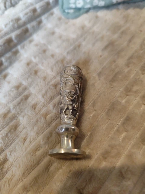 Pendentif Sceau En Argent Début 1900 - Bijou Ancien Gros Modèle - Occasion Vintage