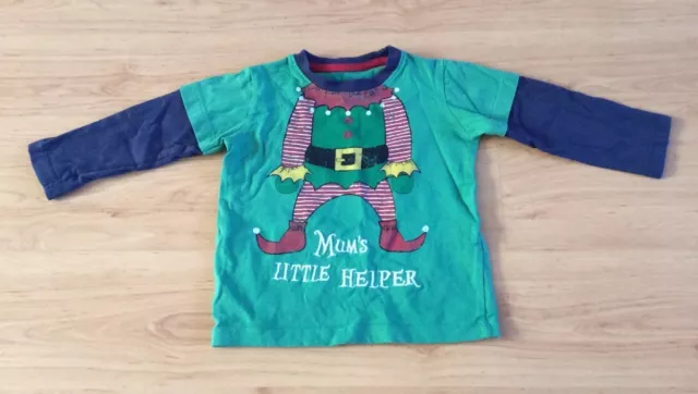 Matalan elfe de Noël 12-18 mois bébé vert t-shirt enfants tout-petits maman aide