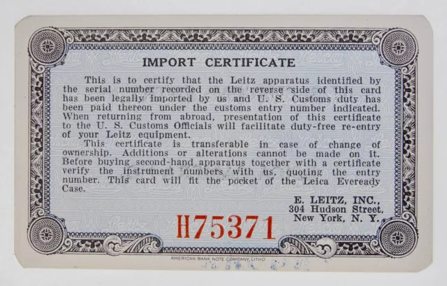 Certificado de importación de Leica M3 #899409........ como nuevo 2