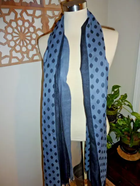 Vera Bradley Soft Fringe LONG Scarf POKA Dots EUC GRAY BLACK