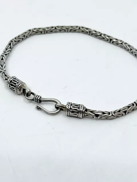 Wayan Sarjana Borobudur Sterling Silver 925 Chain Link Hook Bracelet 7.25” Long