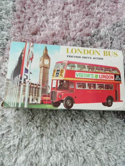 Vintage NFIC 3054 Routemaster Double Decker Bus, Friction Drive, Boxed, c 1960's